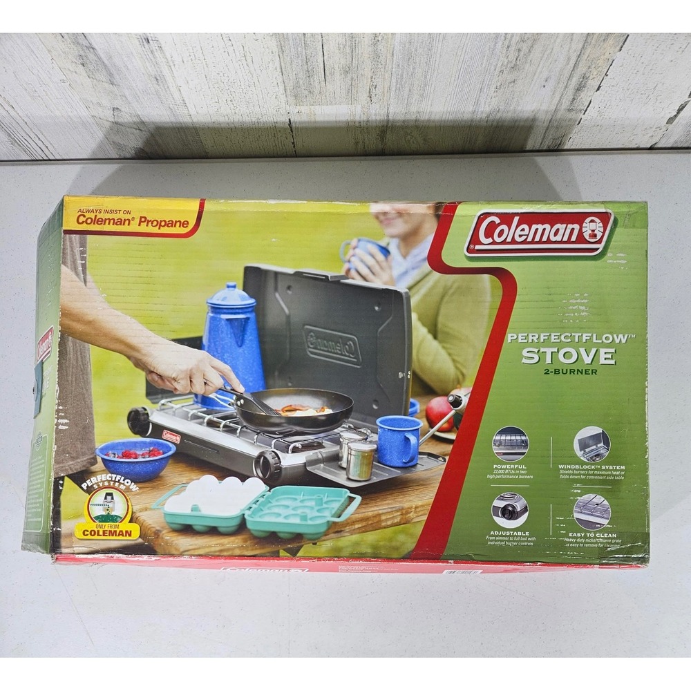 Coleman Propane Stove PerfectFlow 2-Burner 22000 BTU Camping Outdoors Gorpcore